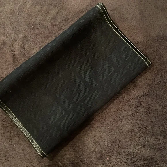 Fendi leather & canvas tri fold wallet